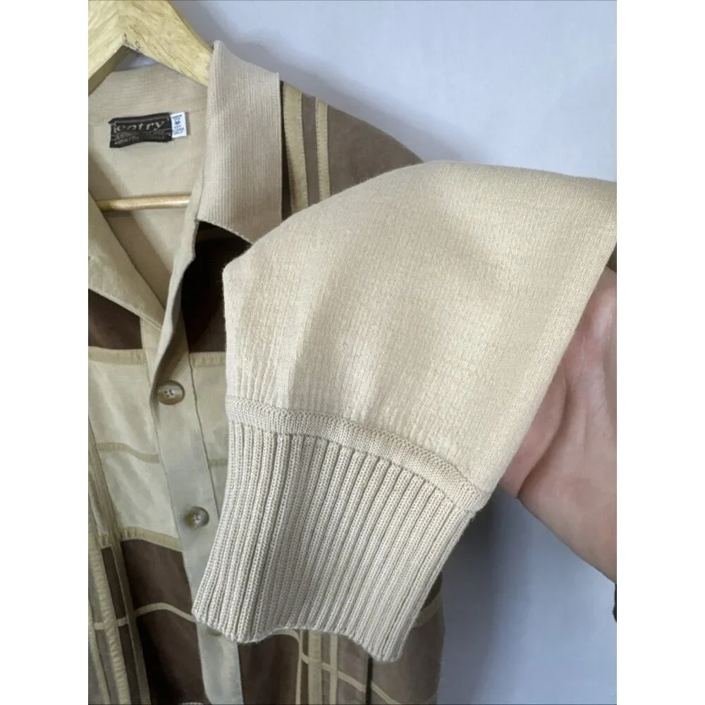 Vintage Gentry Gaucho Walking Suit Cardigan Sweater‎ Mens M USA Wool Faux Suede